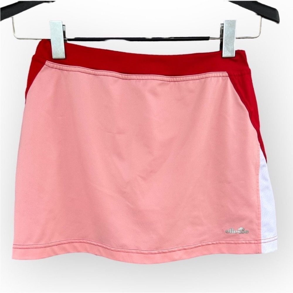 Ellesse Italia Tennis Golf  Athletic Skort Skirt Color Block Pink Red Sz S